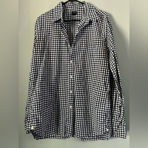 J Crew 120’s 2-ply Gingham Button Up size L - Picture 1 of 6